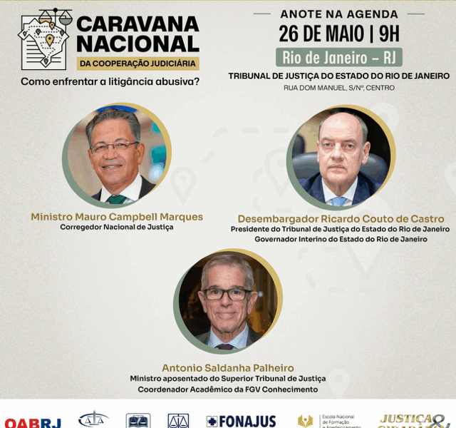Caravana Nacional da Cooperação Judiciária chega ao Rio para debater os impactos da litigância abusiva no sistema de Justiça